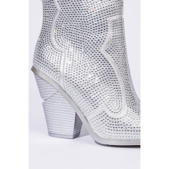 New Azalea Wang Rhinestone Crystal Embellished Cowboy Boots 11 🌟🌟 - Picture 2 of 13